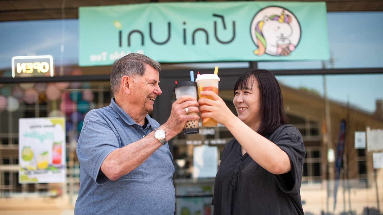 asian women and score mentor cheering drinks