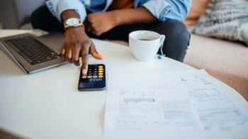 man going over his finances