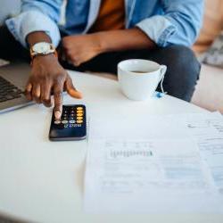 man going over his finances