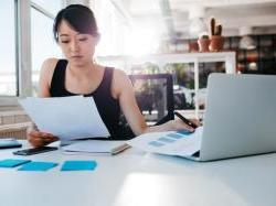 Woman working at laptop